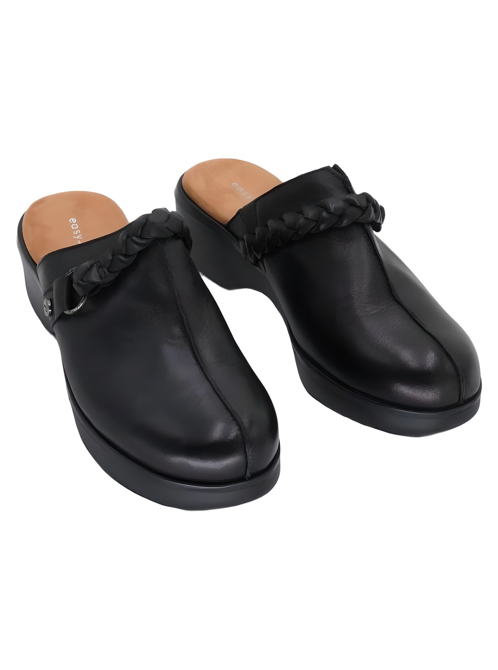 Easy Spirit Penelope Black Leather Clog Size 8.5M